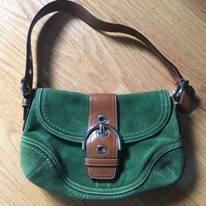 Coach Green Suede Handbag
